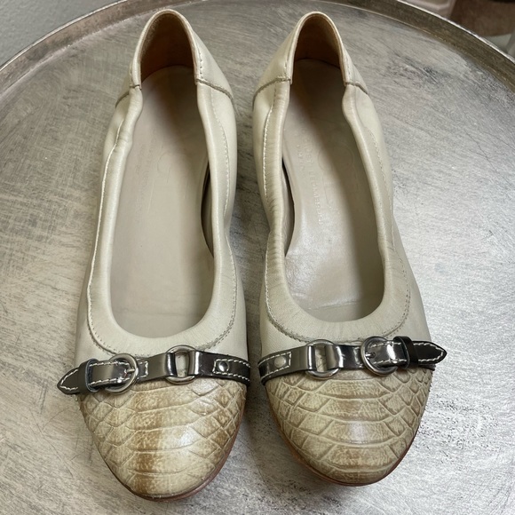 AGL Tan Leather Snakeskin Ballerina Flats Size 7 - Picture 11 of 11